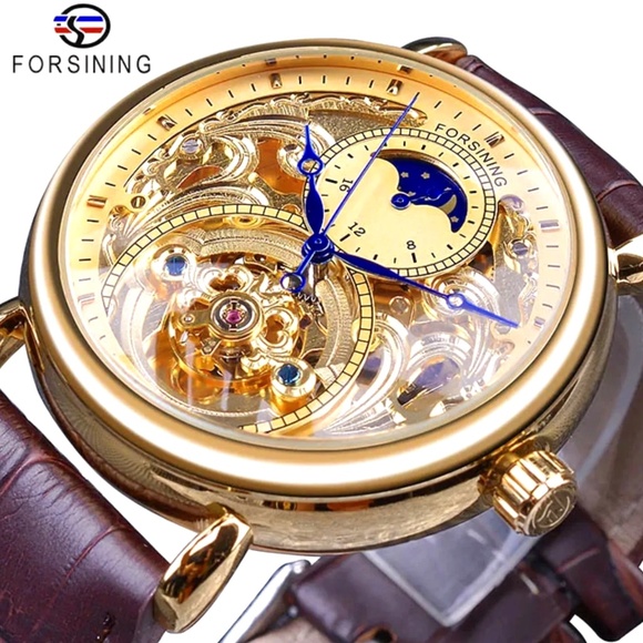 Forsining Men’s Automatic Self Winding Moon Dial Self Winding Business Watch - Picture 1 of 8